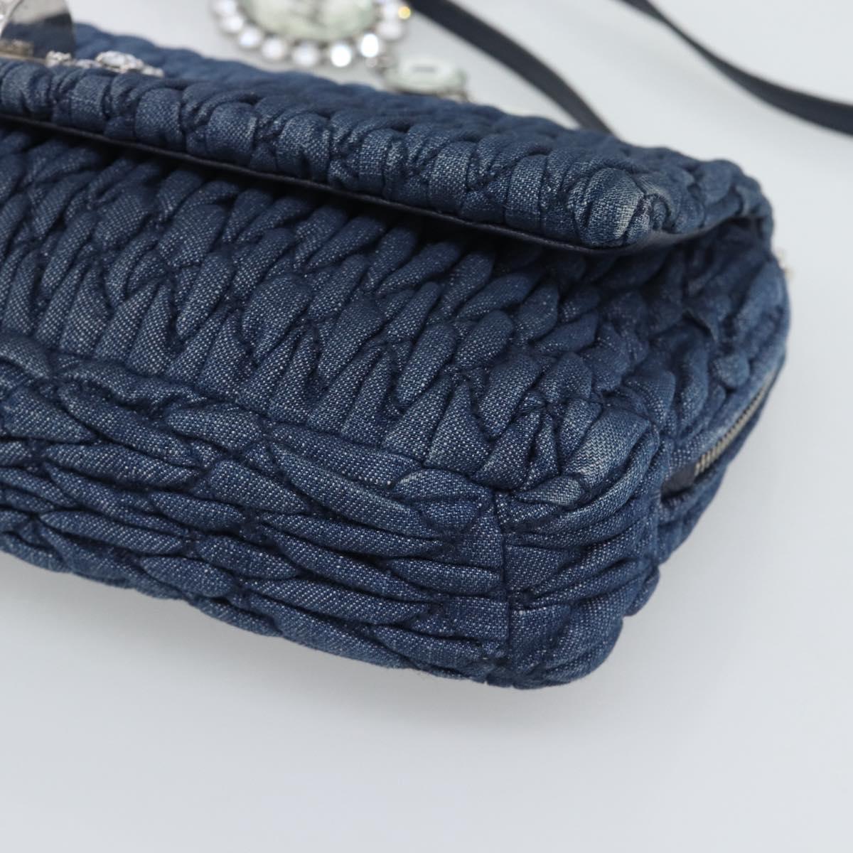 Miu Miu Denim Shoulder Bag 2way Blue Silver Auth ka5347V
