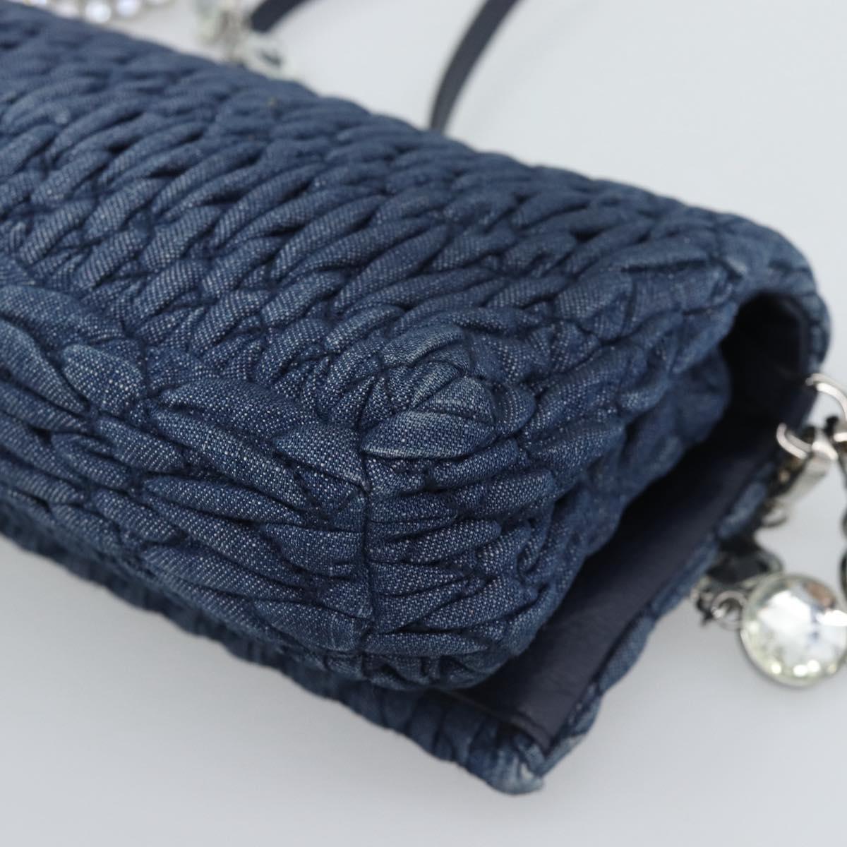 Miu Miu Denim Shoulder Bag 2way Blue Silver Auth ka5347V