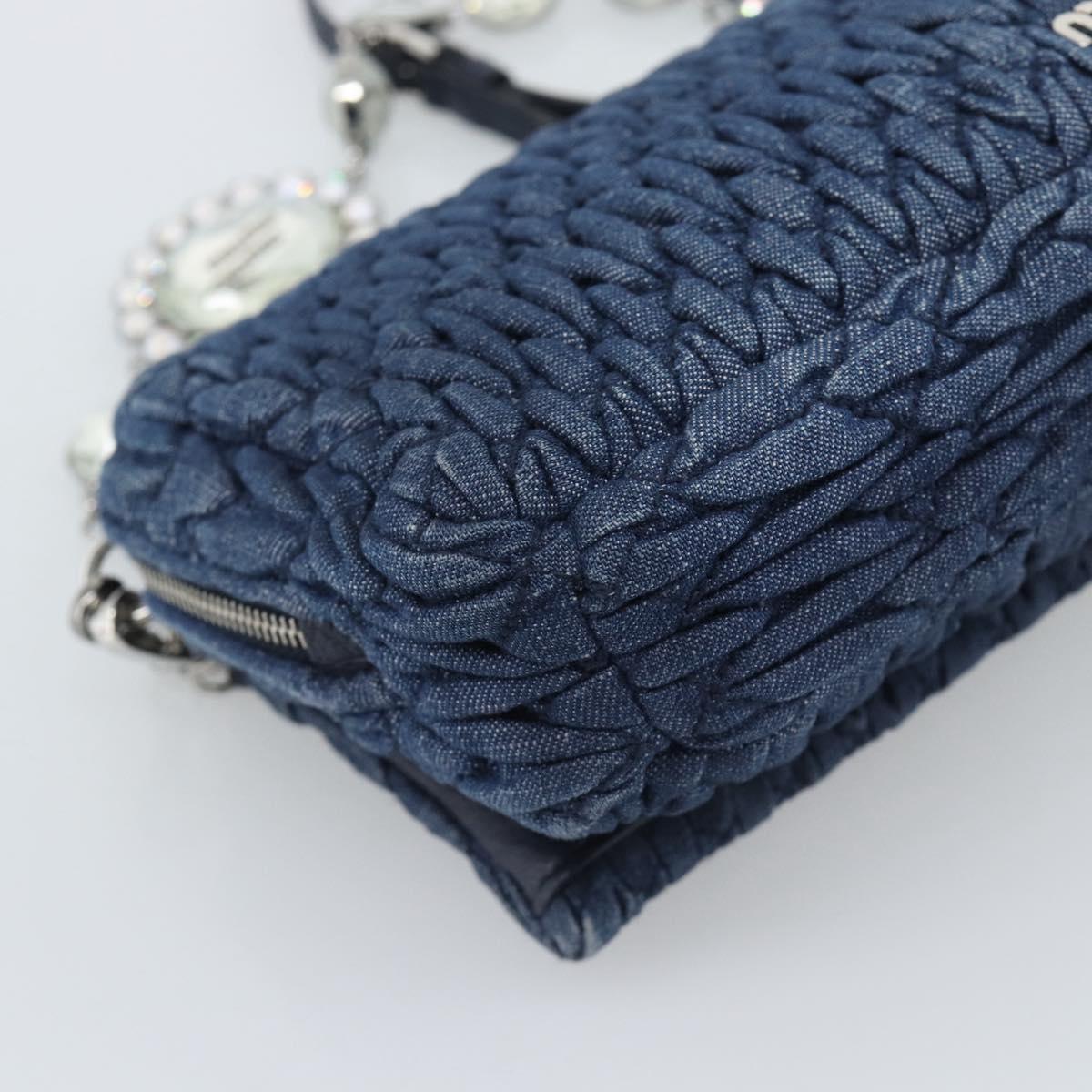 Miu Miu Denim Shoulder Bag 2way Blue Silver Auth ka5347V