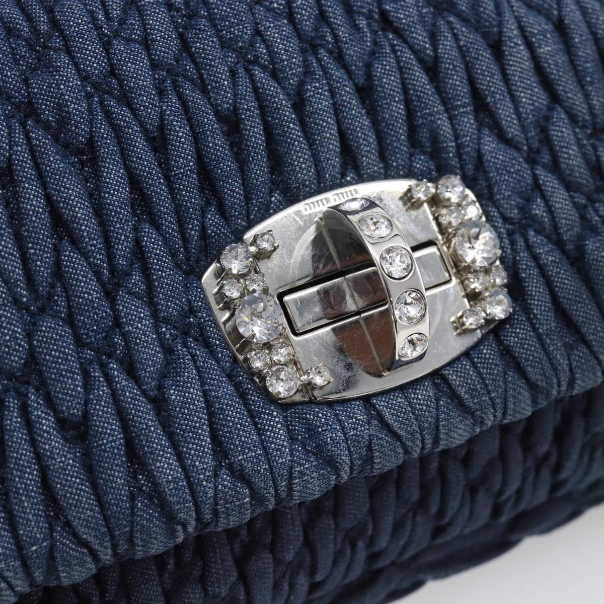 Miu Miu Denim Shoulder Bag 2way Blue Silver Auth ka5347V