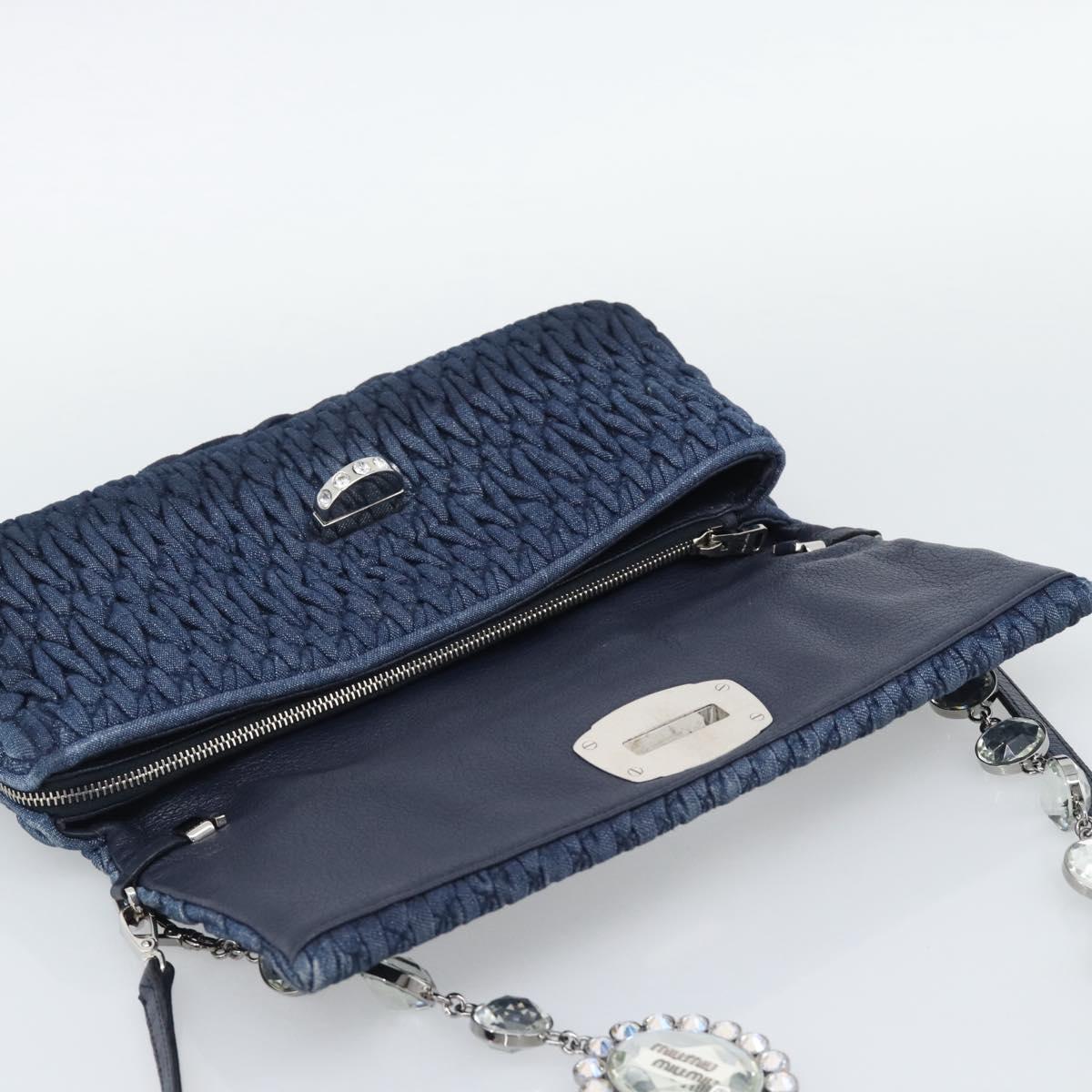 Miu Miu Denim Shoulder Bag 2way Blue Silver Auth ka5347V
