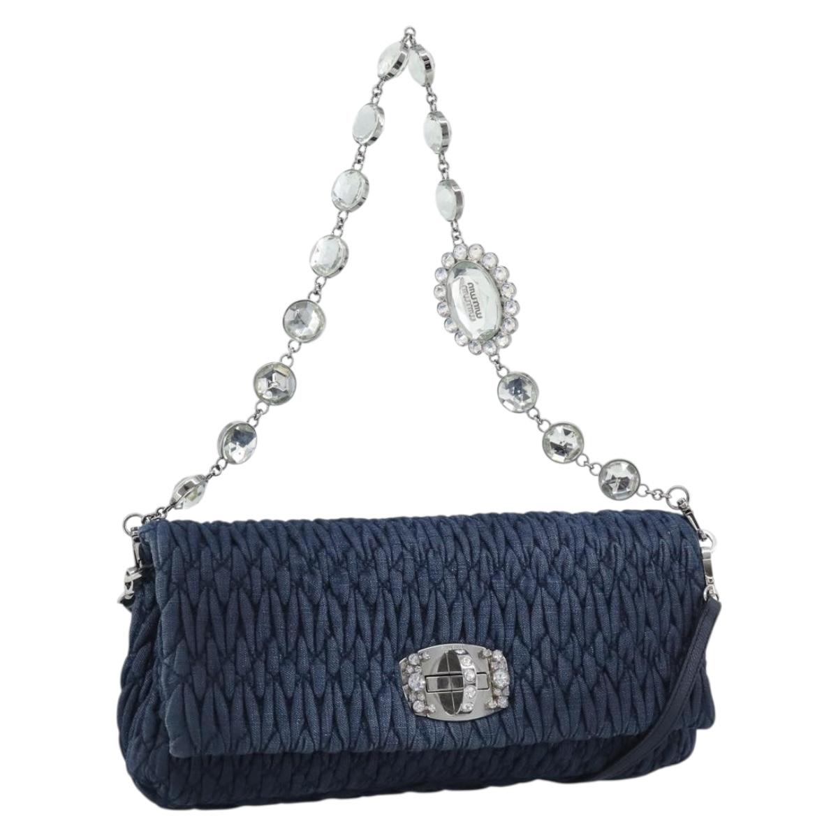Miu Miu Denim Shoulder Bag 2way Blue Silver Auth ka5347V