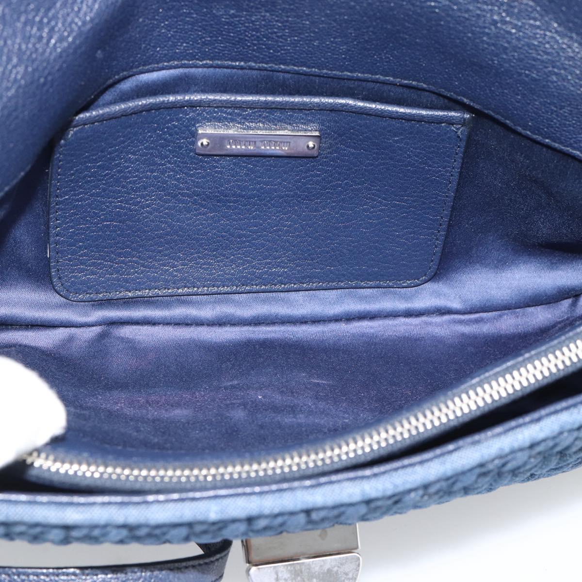 Miu Miu Denim Shoulder Bag 2way Blue Silver Auth ka5347V