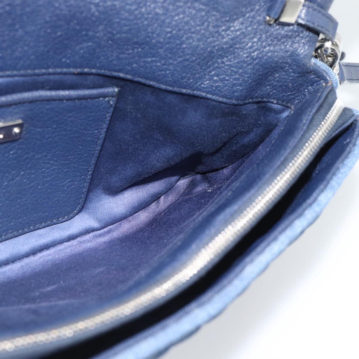 Miu Miu Denim Shoulder Bag 2way Blue Silver Auth ka5347V