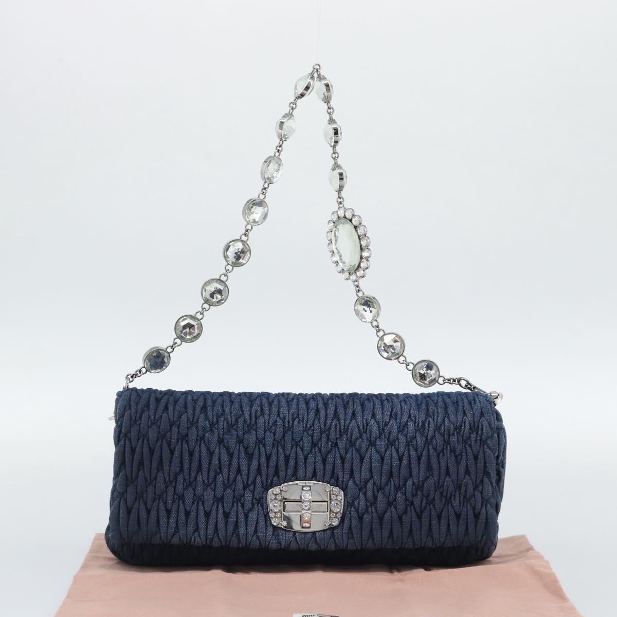 Miu Miu Denim Shoulder Bag 2way Blue Silver Auth ka5347V