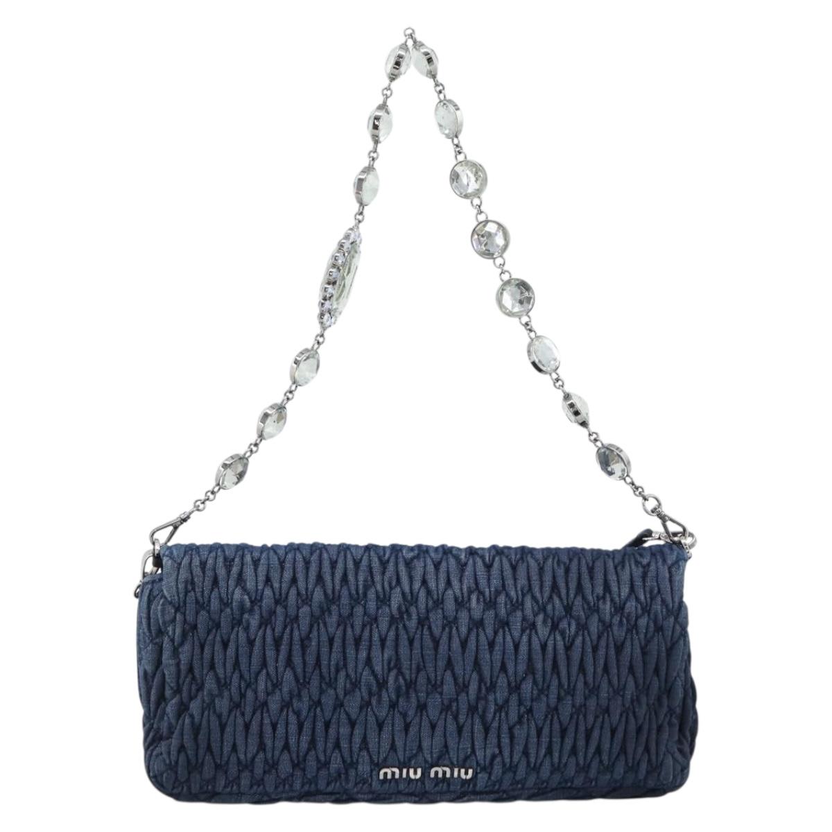 Miu Miu Denim Shoulder Bag 2way Blue Silver Auth ka5347V