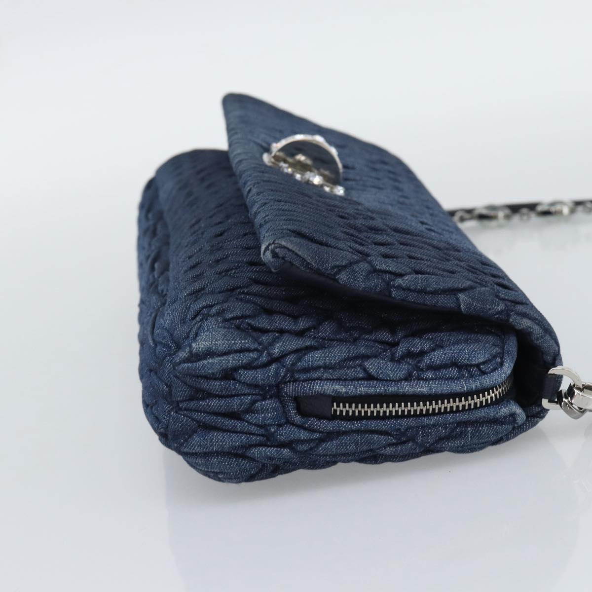 Miu Miu Denim Shoulder Bag 2way Blue Silver Auth ka5347V