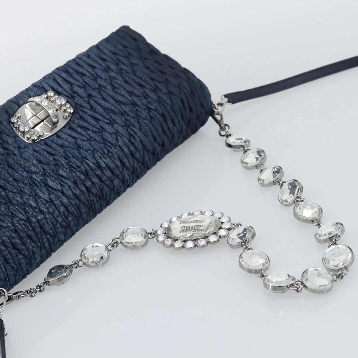Miu Miu Denim Shoulder Bag 2way Blue Silver Auth ka5347V