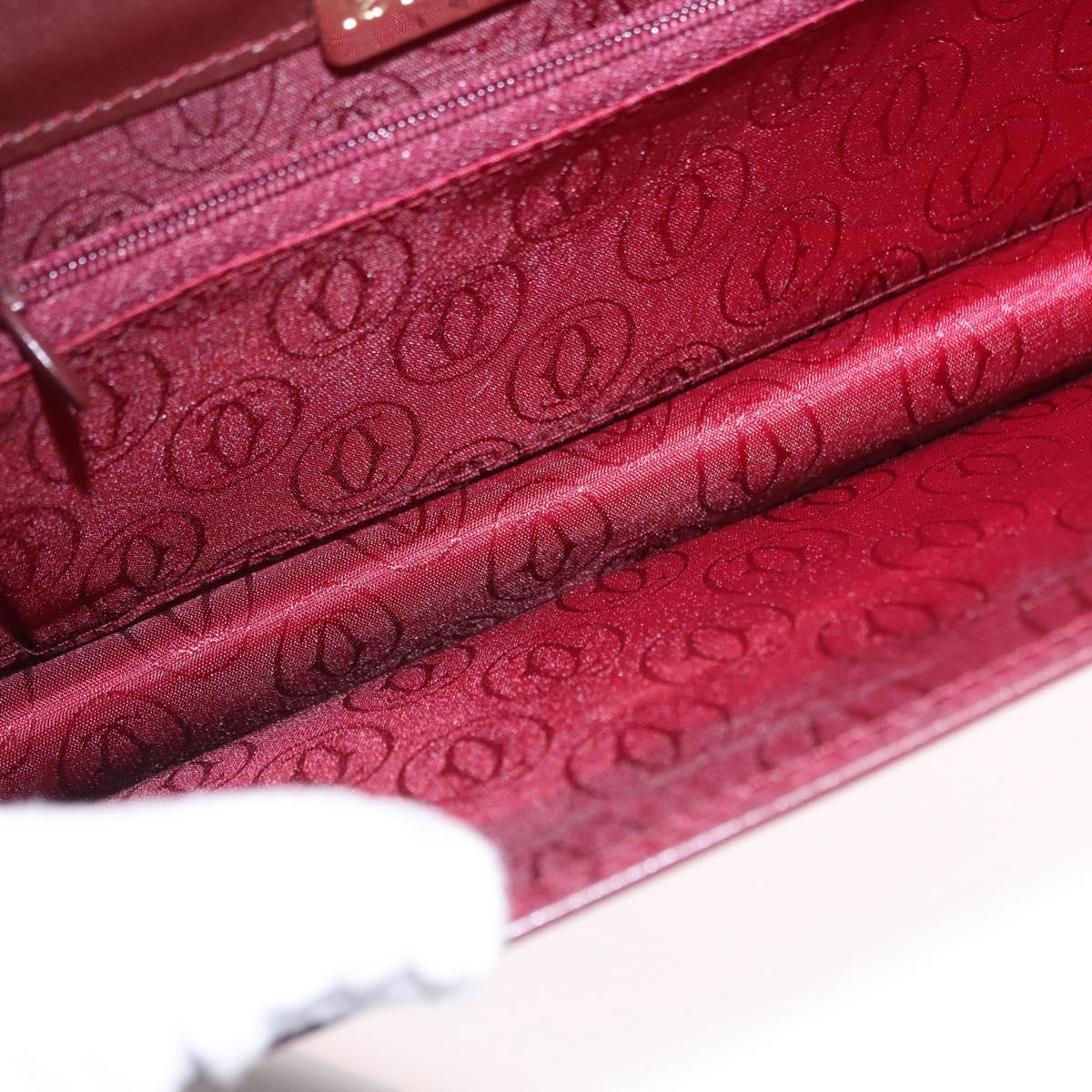 CARTIER Must Line Shoulder Bag Leather Bordeaux Gold Tone Auth ka5348