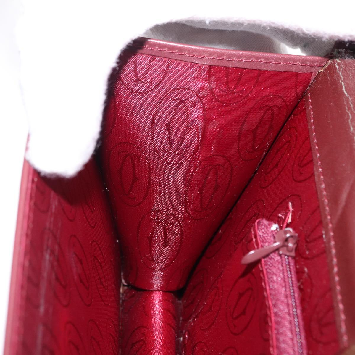 CARTIER Must Line Shoulder Bag Leather Bordeaux Gold Tone Auth ka5348
