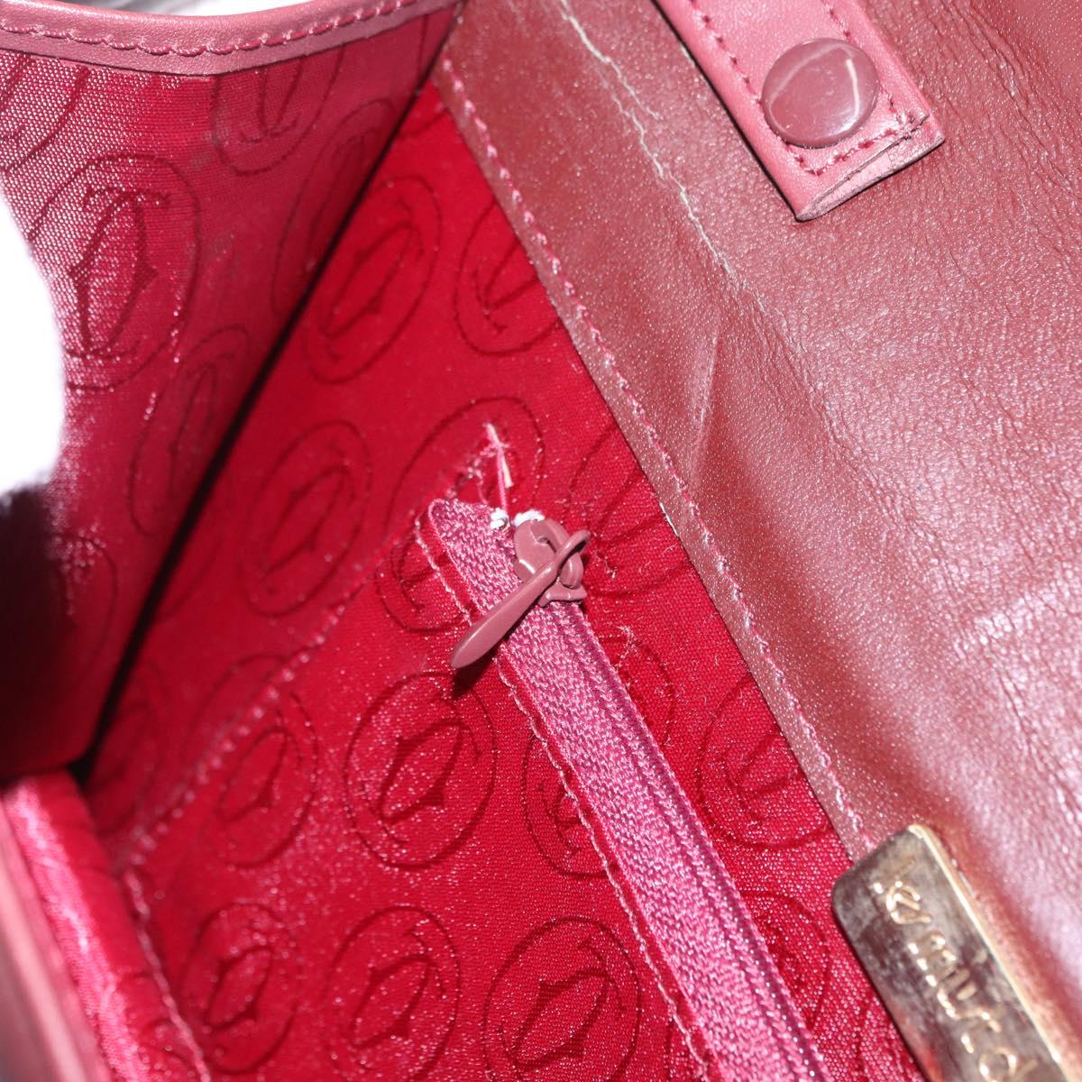 CARTIER Must Line Shoulder Bag Leather Bordeaux Gold Tone Auth ka5348