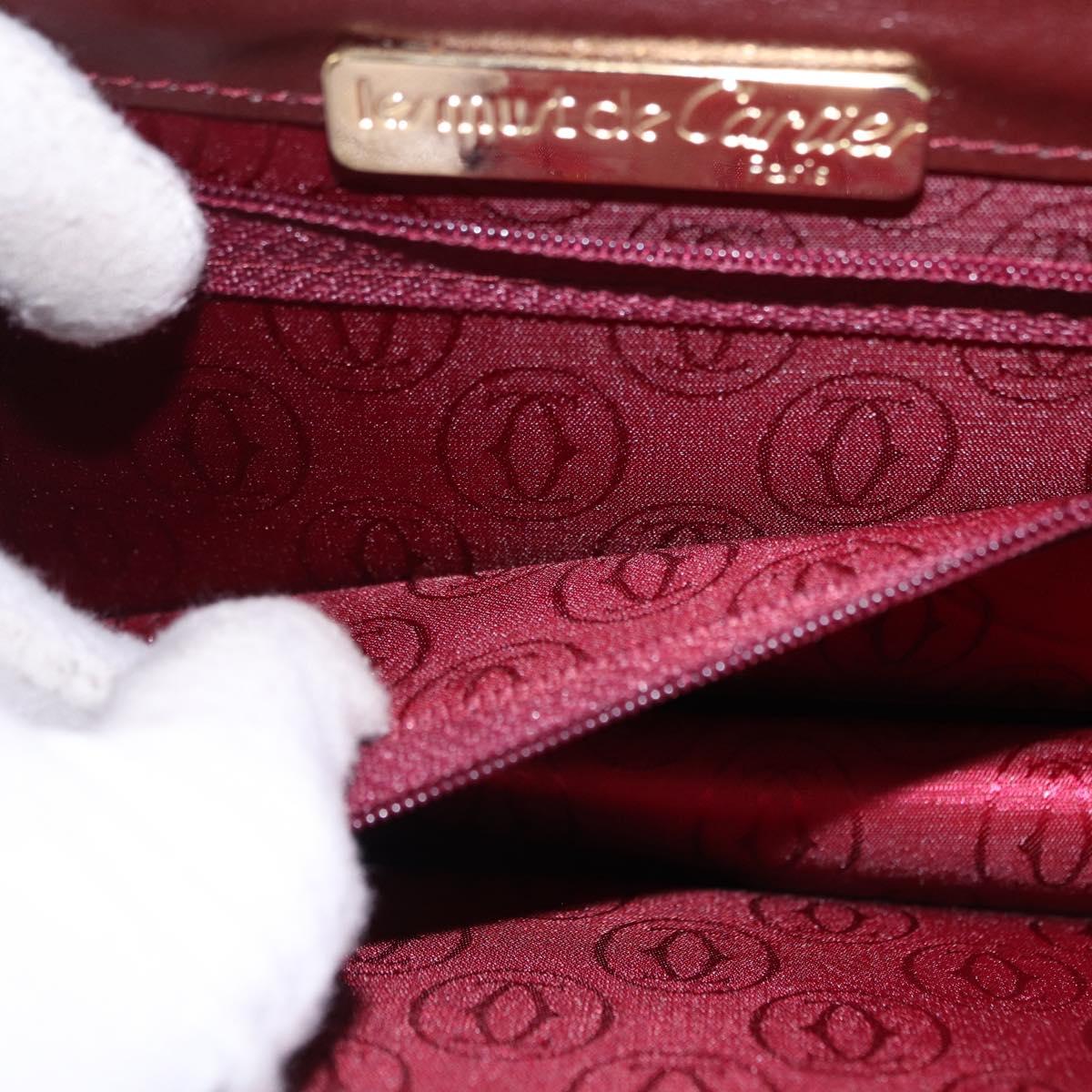 CARTIER Must Line Shoulder Bag Leather Bordeaux Gold Tone Auth ka5348