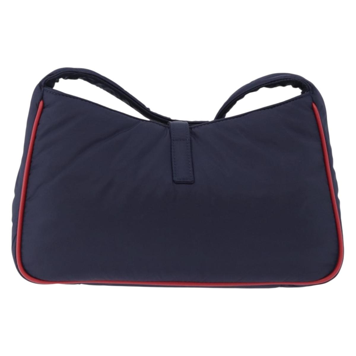 SAINT LAURENT Shoulder Bag Nylon Navy Gold Tone 733294 Auth ka5349M