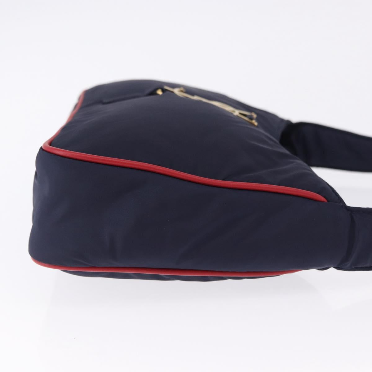 SAINT LAURENT Shoulder Bag Nylon Navy Gold Tone 733294 Auth ka5349M