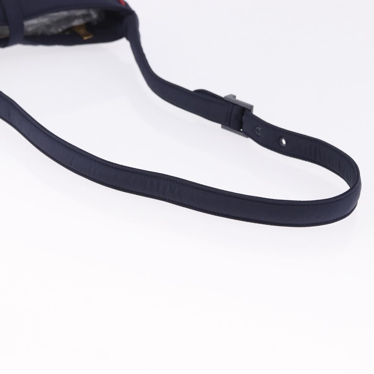 SAINT LAURENT Shoulder Bag Nylon Navy Gold Tone 733294 Auth ka5349M