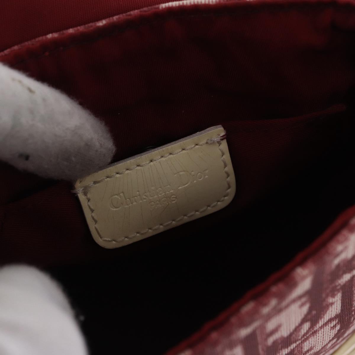 Christian Dior Trotter Shoulder Bag PVC Leather Red Silver Auth ka5350A