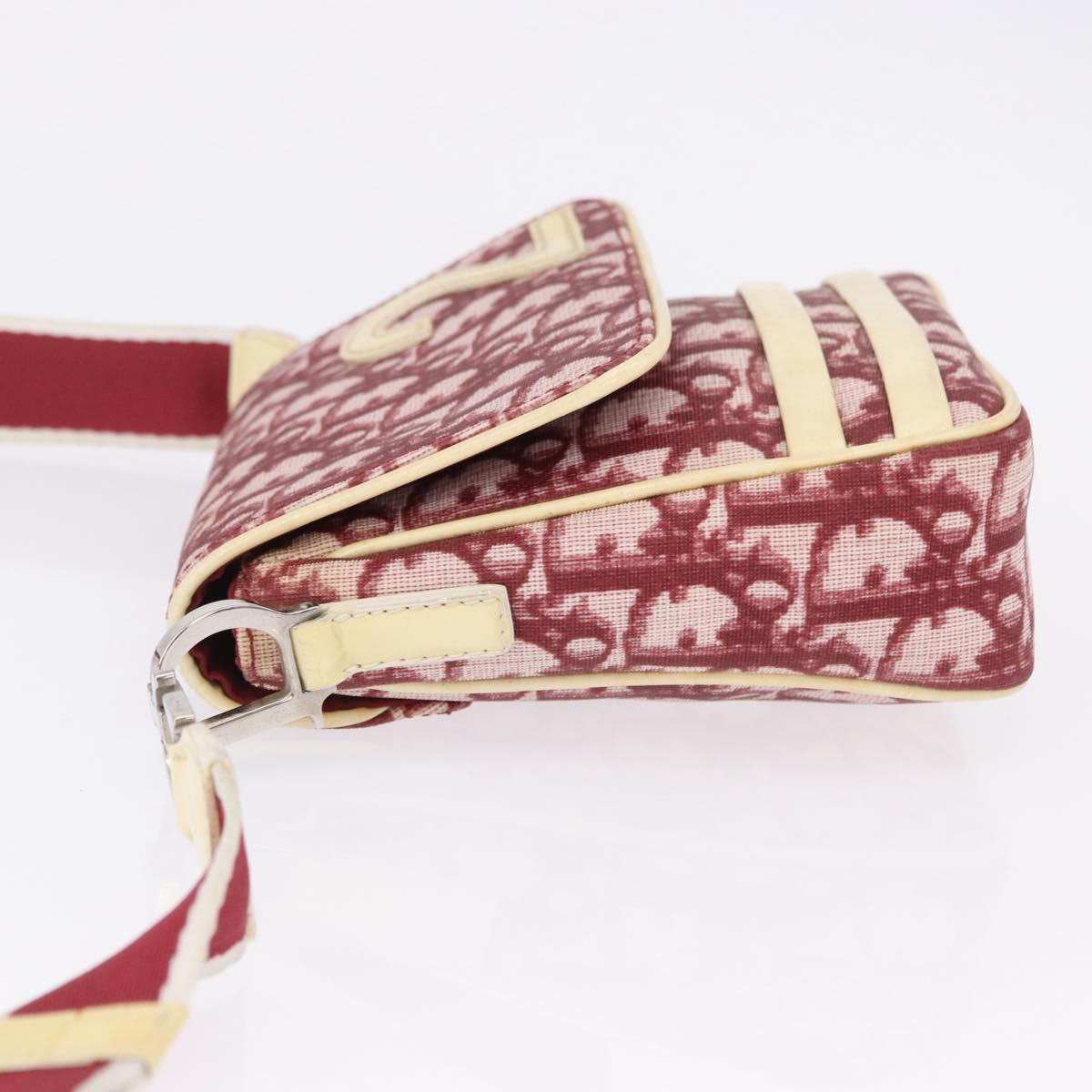 Christian Dior Trotter Shoulder Bag PVC Leather Red Silver Auth ka5350A