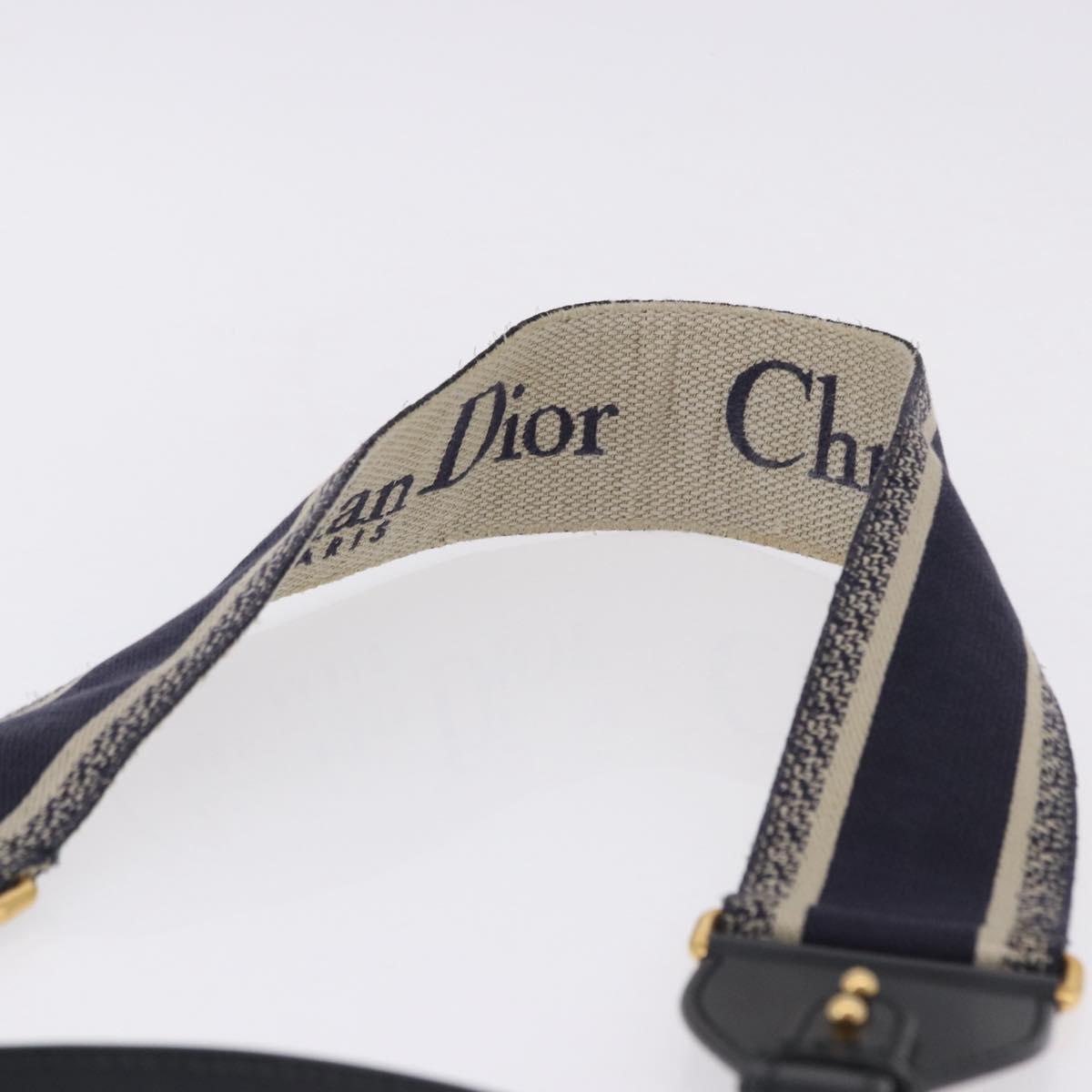 Christian Dior Trotter Saddle Hand Bag 2way Navy Gold Tone Auth ka5351M