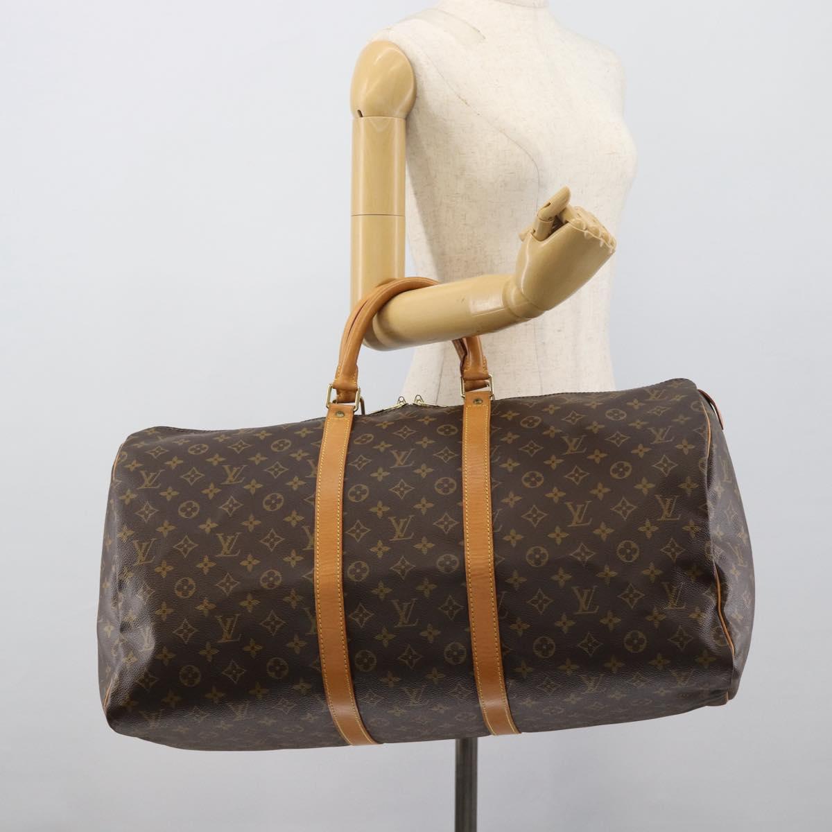 LOUIS VUITTON Monogram Keepall 55 Boston Bag M41424 LV Auth ka5355A