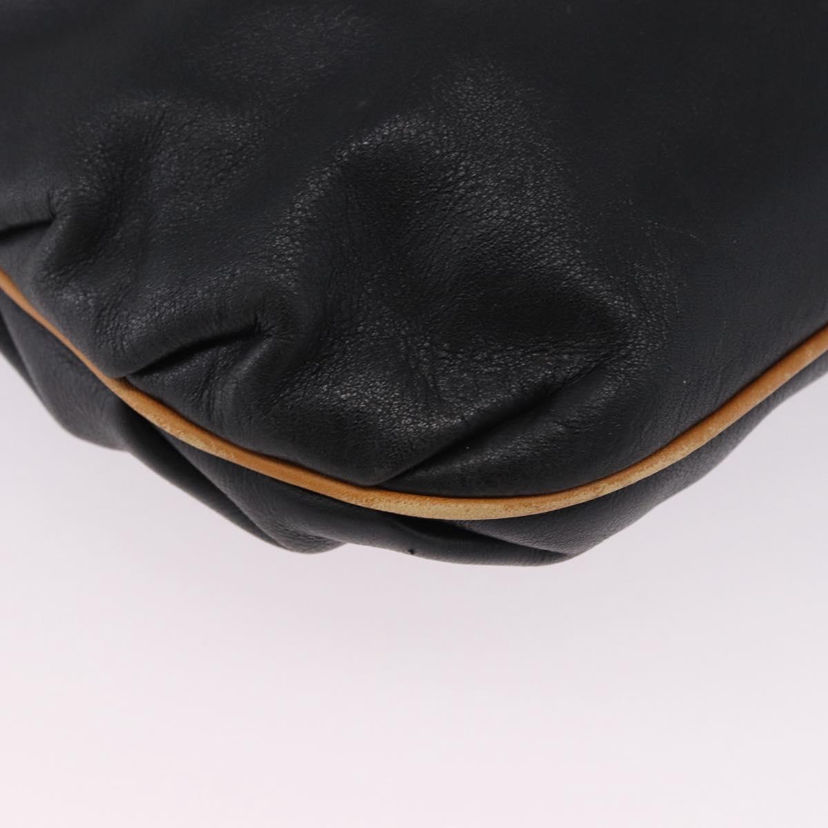 CELINE Shoulder Bag Leather Black Beige Auth ka5358