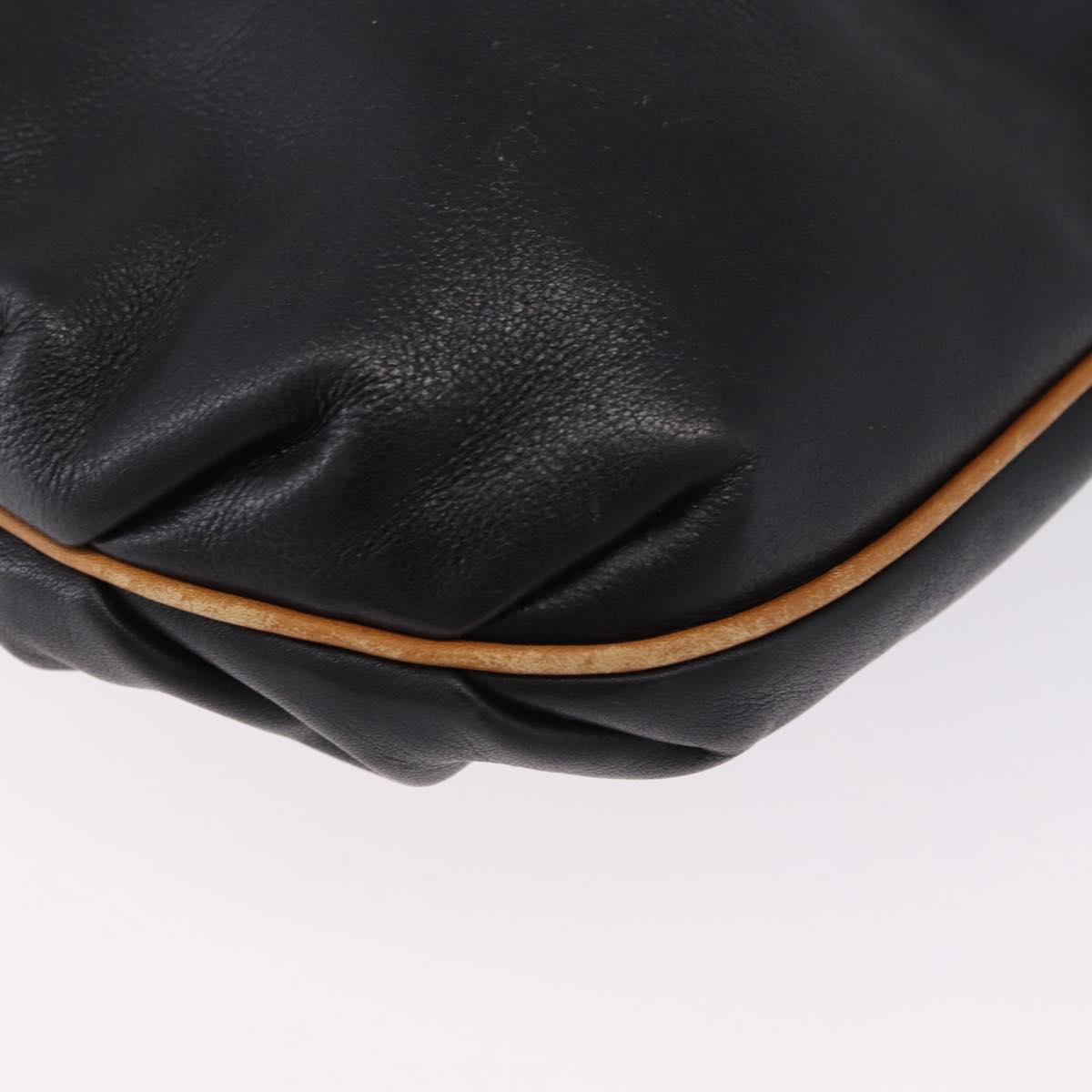 CELINE Shoulder Bag Leather Black Beige Auth ka5358