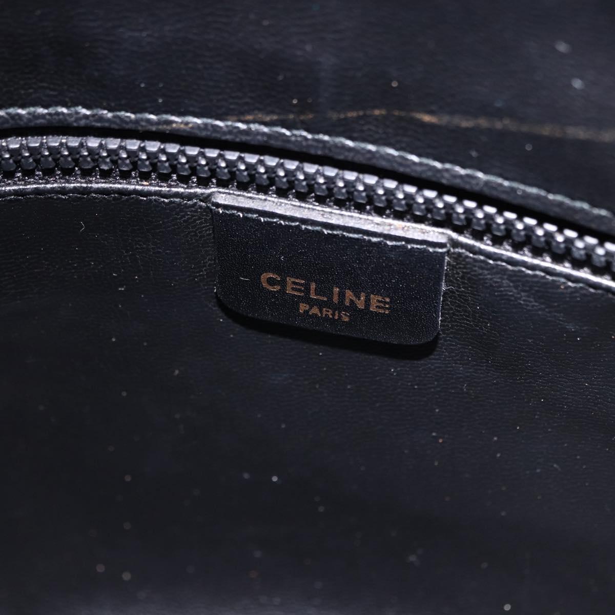 CELINE Shoulder Bag Leather Black Beige Auth ka5358