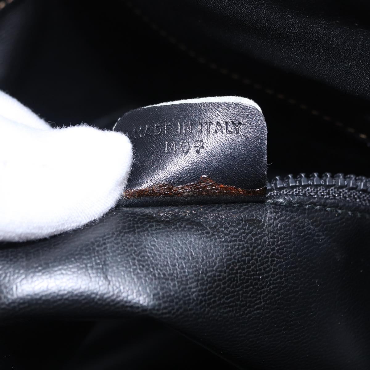 CELINE Shoulder Bag Leather Black Beige Auth ka5358