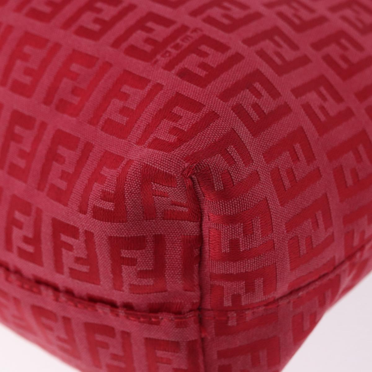 FENDI Zucchino Canvas Tote Bag Red Brown 8BH074 Auth ka5359