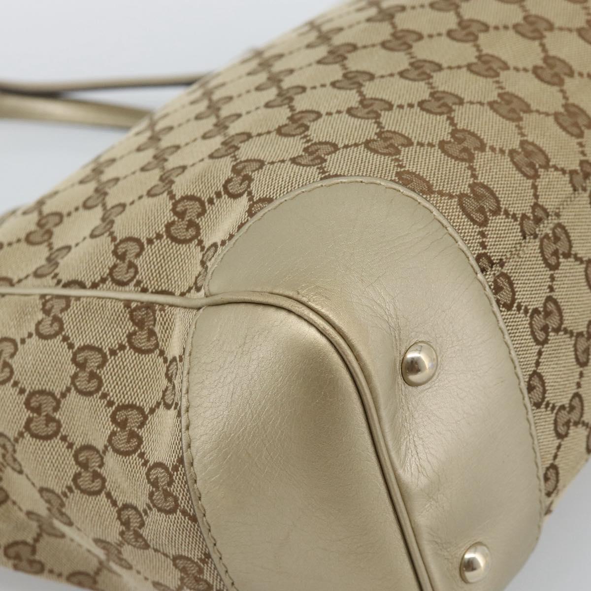 GUCCI GG Canvas Hand Bag Beige Gold Tone 257061 Auth ka5360V