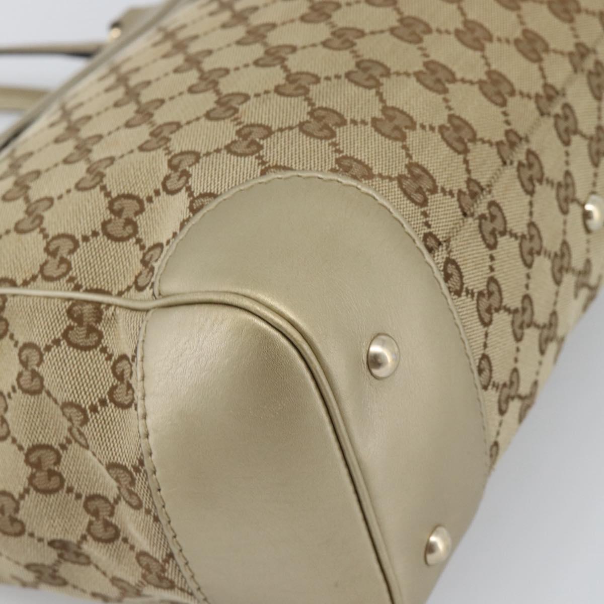 GUCCI GG Canvas Hand Bag Beige Gold Tone 257061 Auth ka5360V