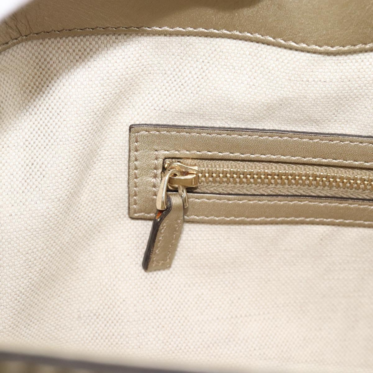 GUCCI GG Canvas Hand Bag Beige Gold Tone 257061 Auth ka5360V