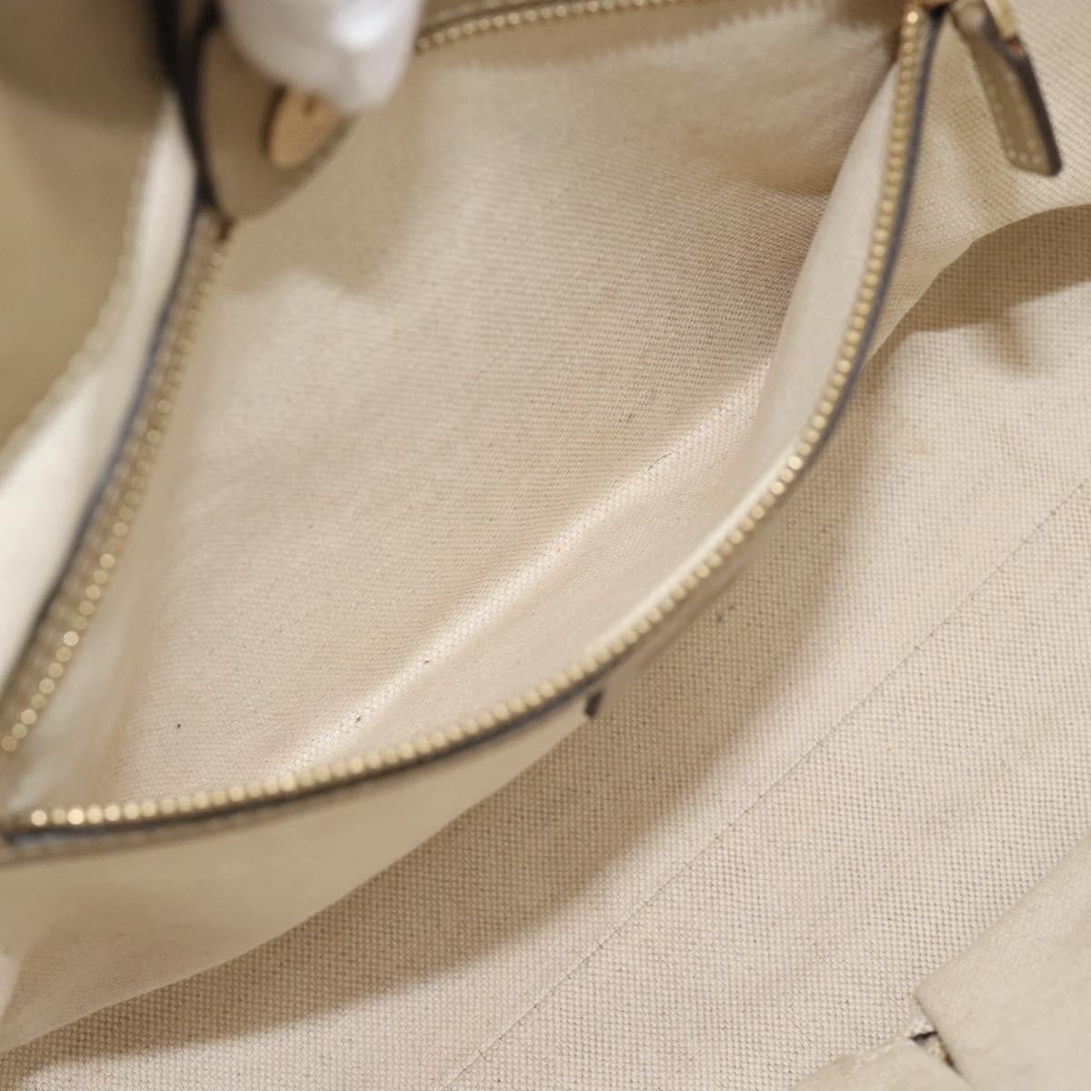 GUCCI GG Canvas Hand Bag Beige Gold Tone 257061 Auth ka5360V
