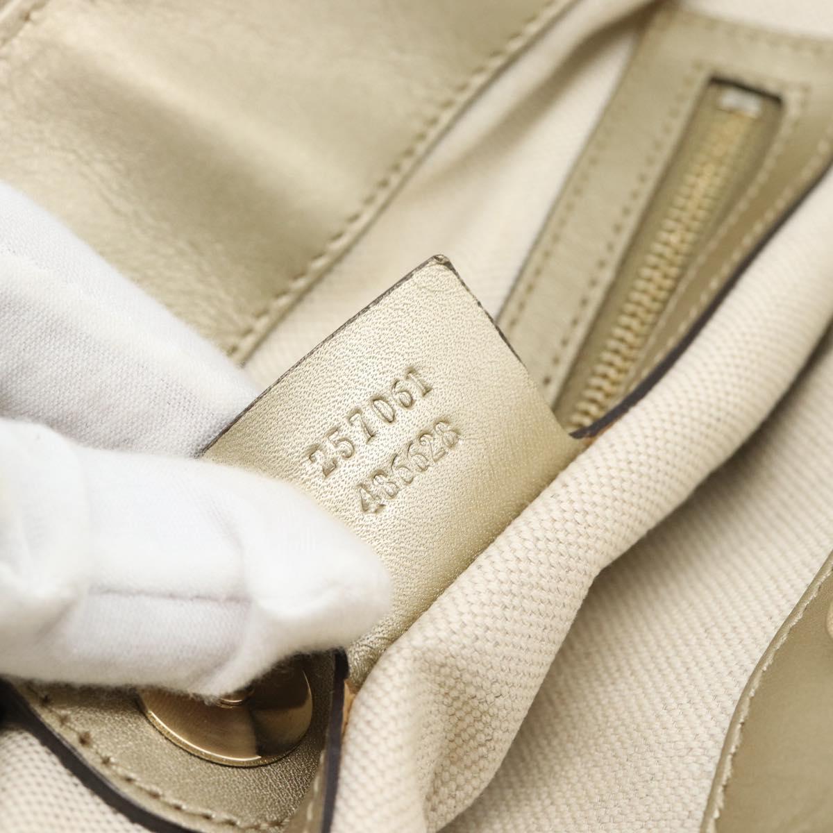 GUCCI GG Canvas Hand Bag Beige Gold Tone 257061 Auth ka5360V