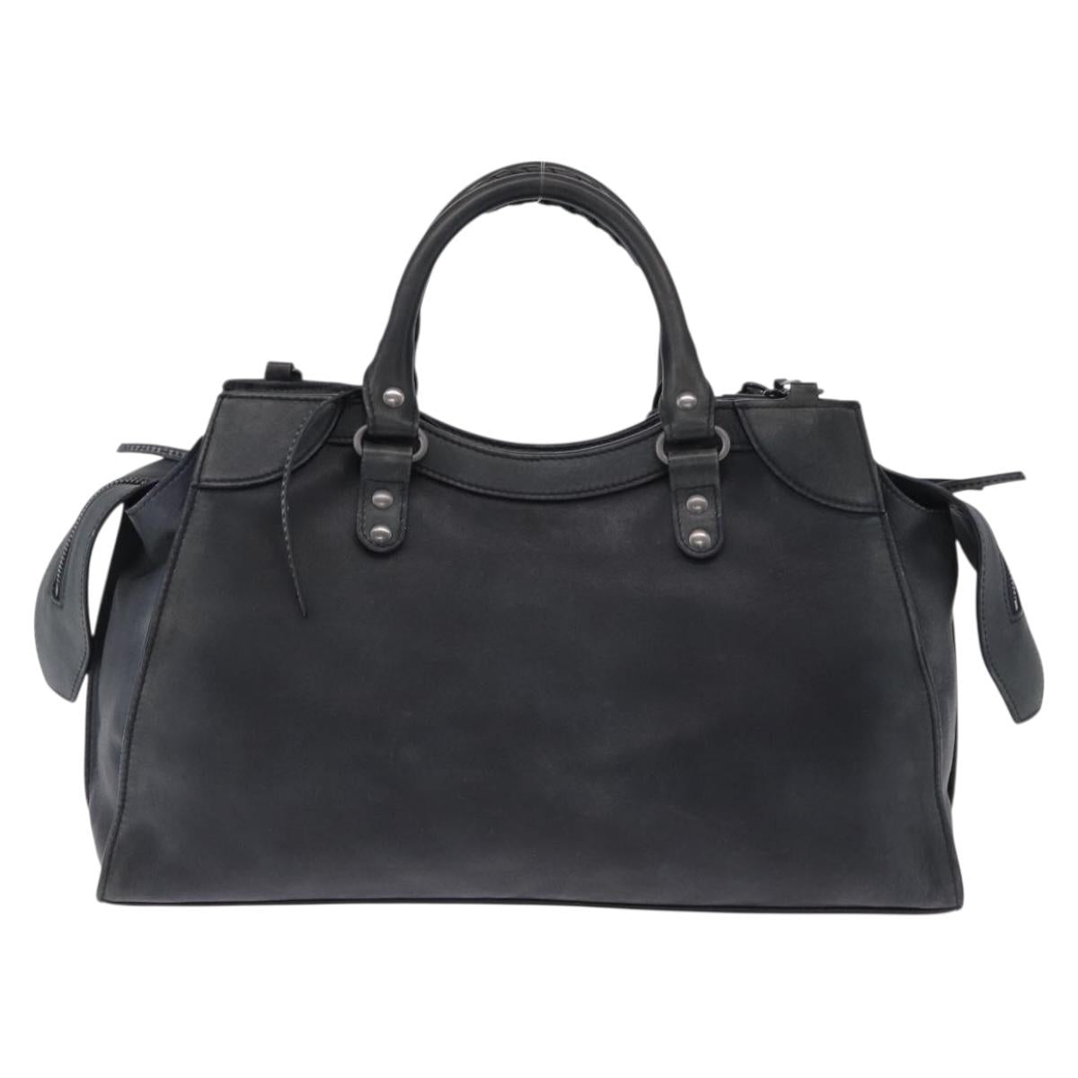 BALENCIAGA Le City Hand Bag Leather Navy Silver 684907 Auth ka5367SAM