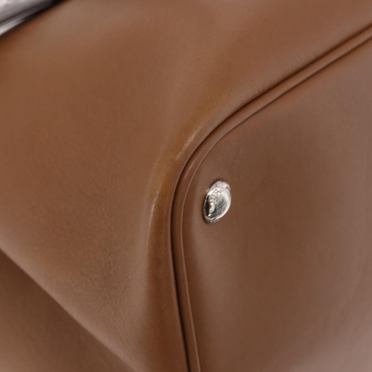 PRADA Hand Bag Leather 2way Brown Silver Auth ka5368V