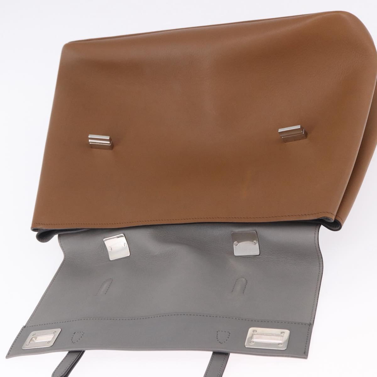 PRADA Hand Bag Leather 2way Brown Silver Auth ka5368V