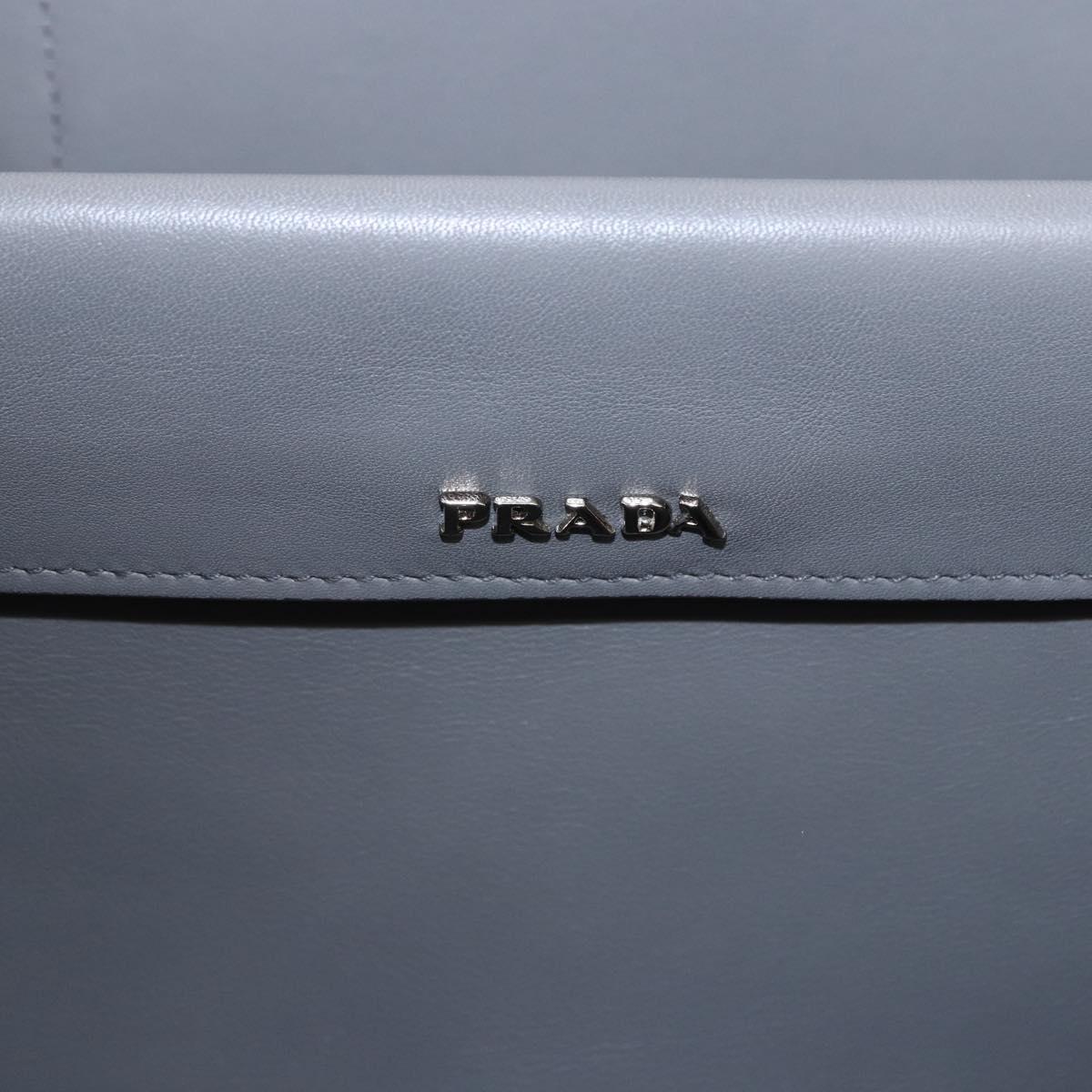 PRADA Hand Bag Leather 2way Brown Silver Auth ka5368V