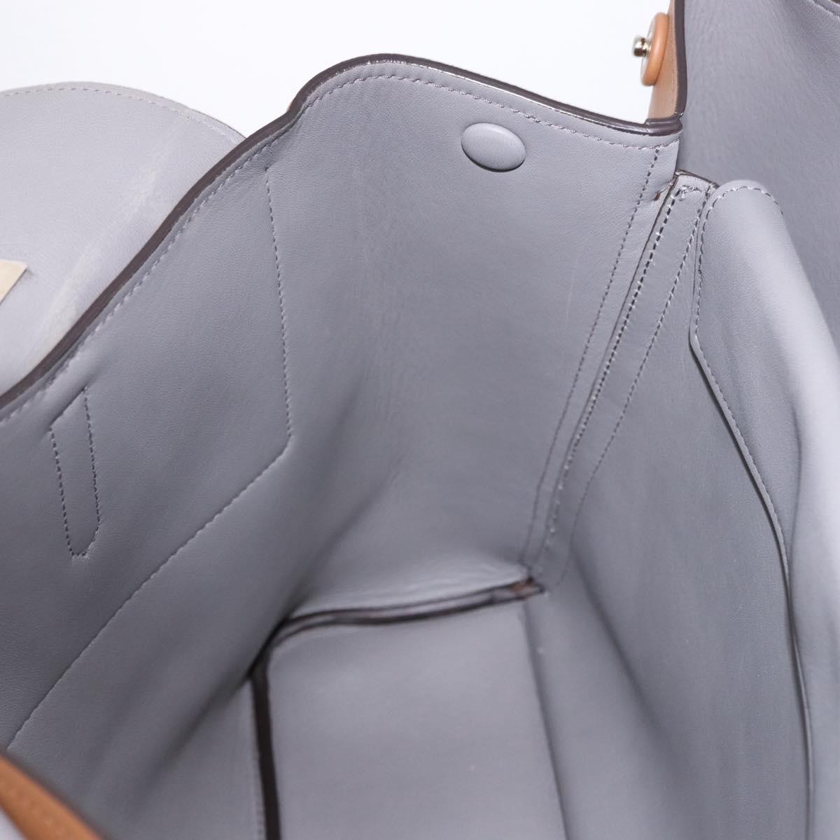 PRADA Hand Bag Leather 2way Brown Silver Auth ka5368V