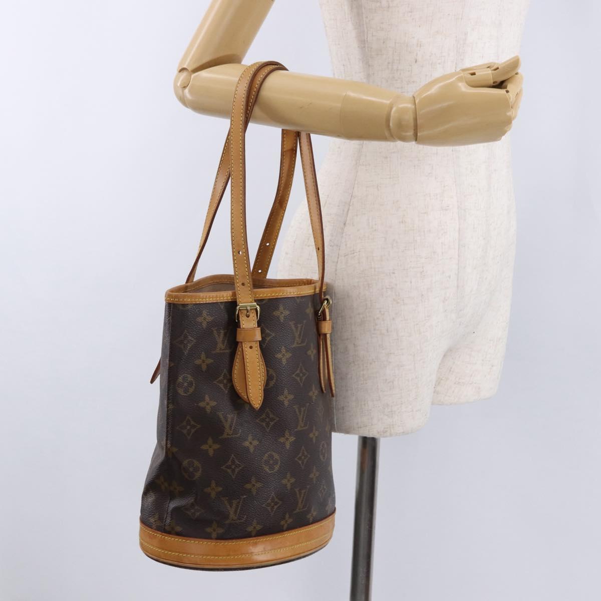 LOUIS VUITTON Monogram Bucket PM Shoulder Bag M42238 LV Auth ka5369
