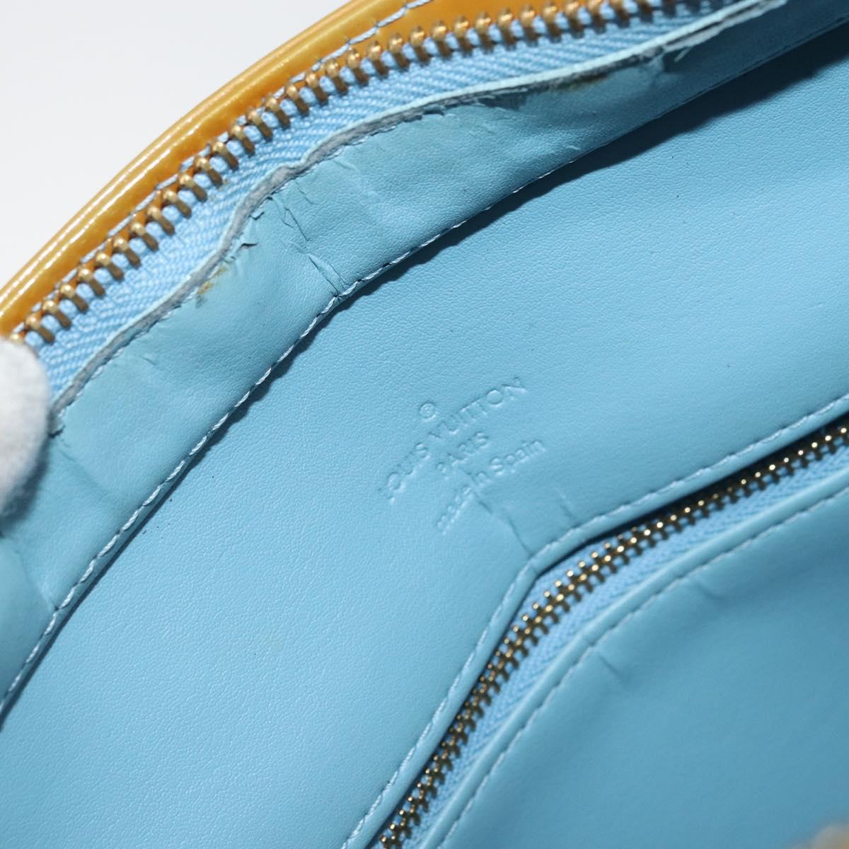 LOUIS VUITTON Monogram Vernis Houston Hand Bag Baby Blue M91005 LV Auth ka537