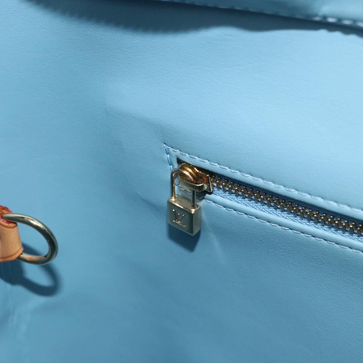 LOUIS VUITTON Monogram Vernis Houston Hand Bag Baby Blue M91005 LV Auth ka537