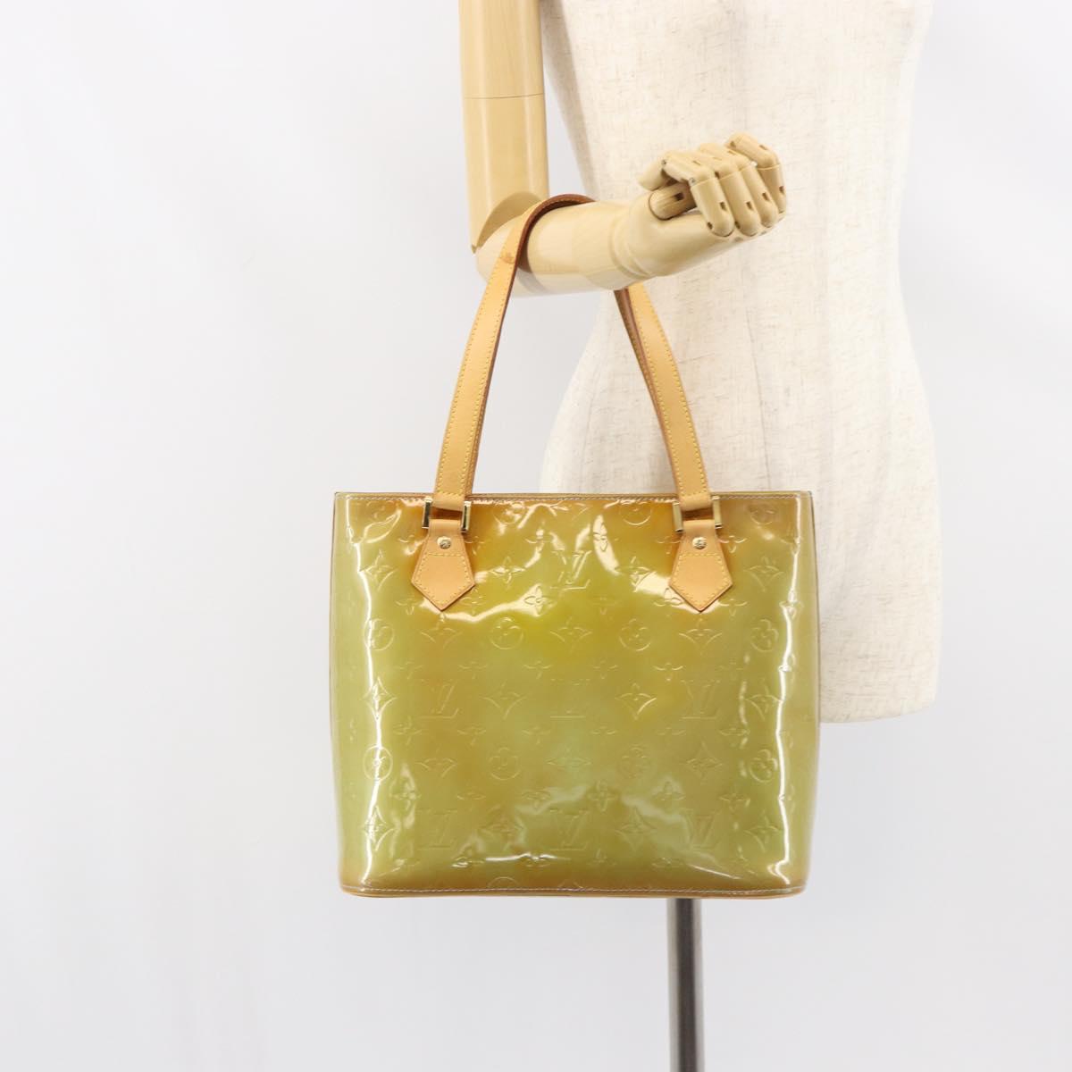 LOUIS VUITTON Monogram Vernis Houston Hand Bag Baby Blue M91005 LV Auth ka537