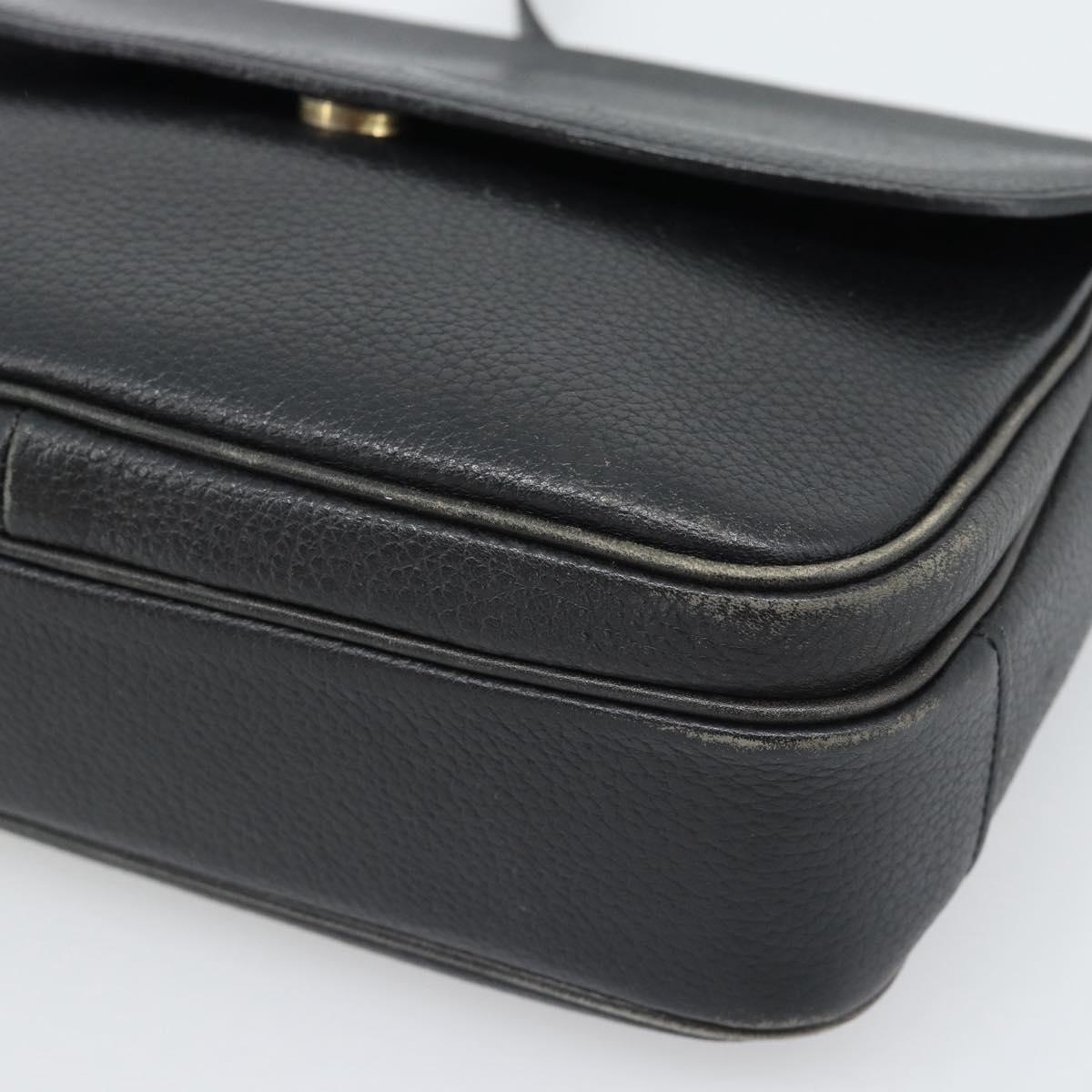 Burberrys Shoulder Bag Leather Black Gold Tone Auth ka5370