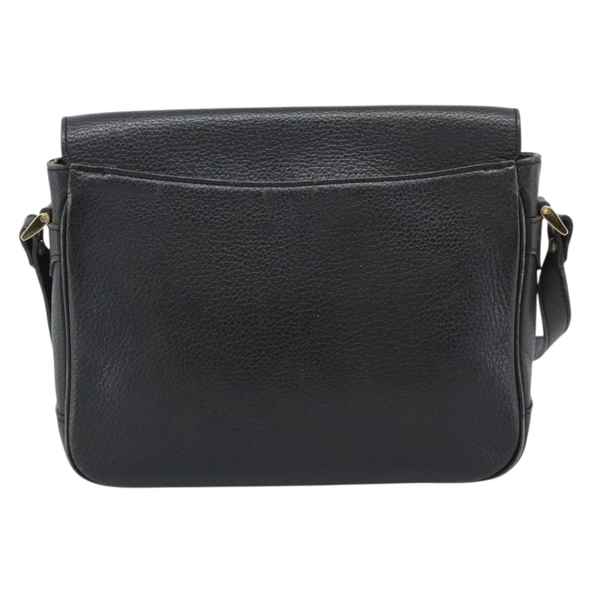 Burberrys Shoulder Bag Leather Black Gold Tone Auth ka5370