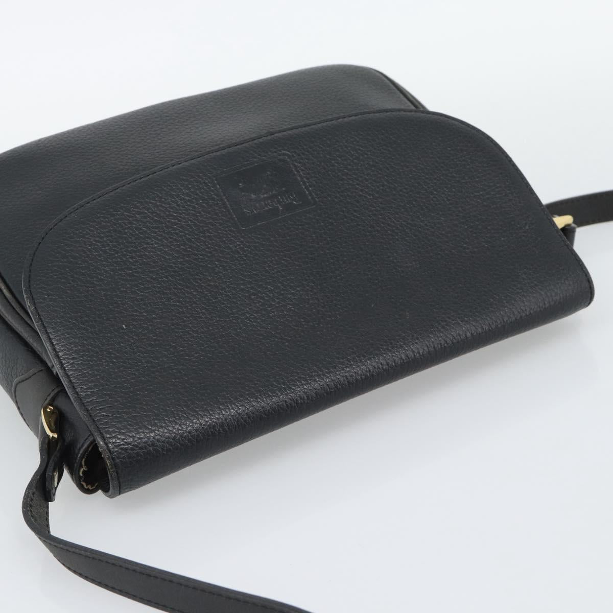 Burberrys Shoulder Bag Leather Black Gold Tone Auth ka5370