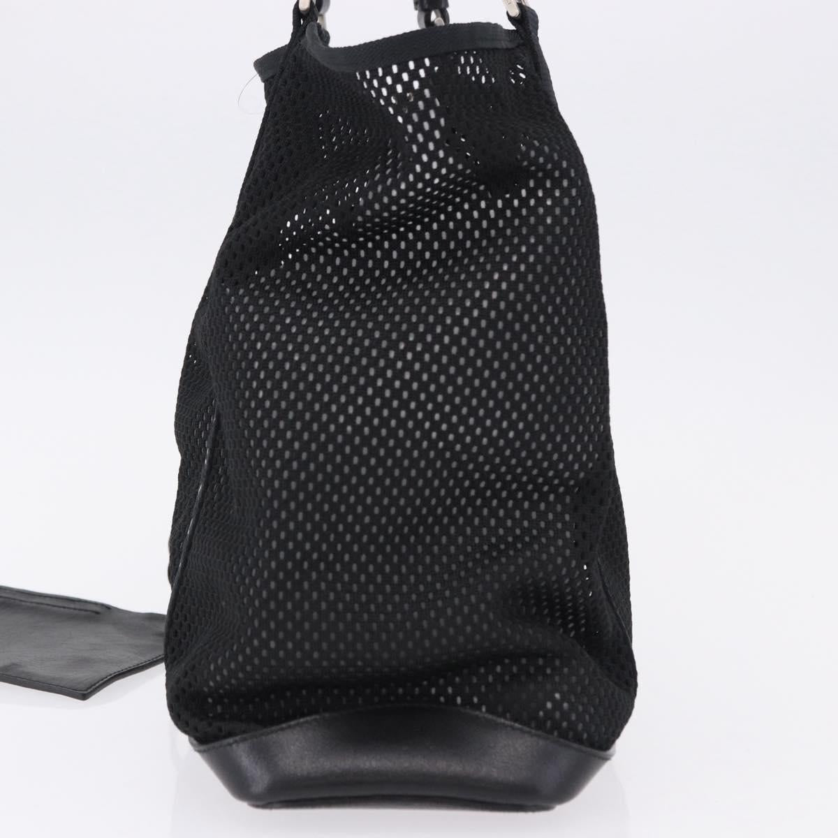 PRADA Hand Bag Canvas Black Silver Auth ka5371