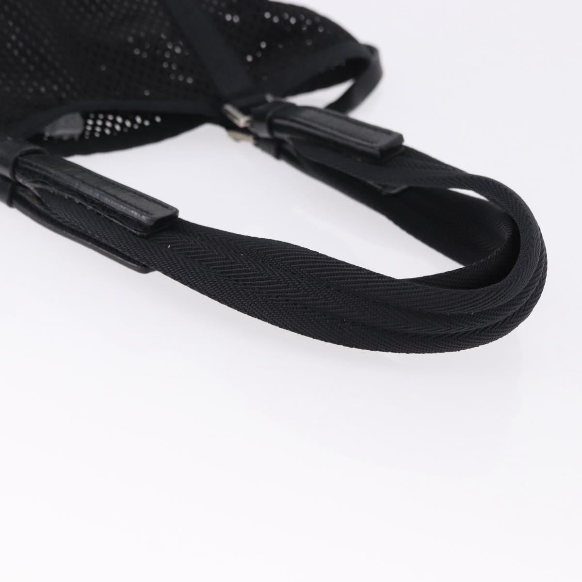 PRADA Hand Bag Canvas Black Silver Auth ka5371