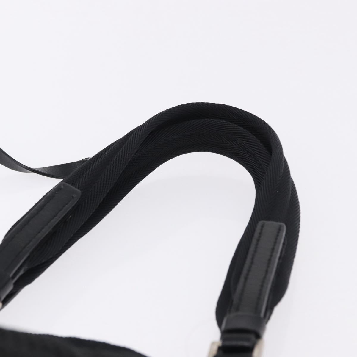 PRADA Hand Bag Canvas Black Silver Auth ka5371