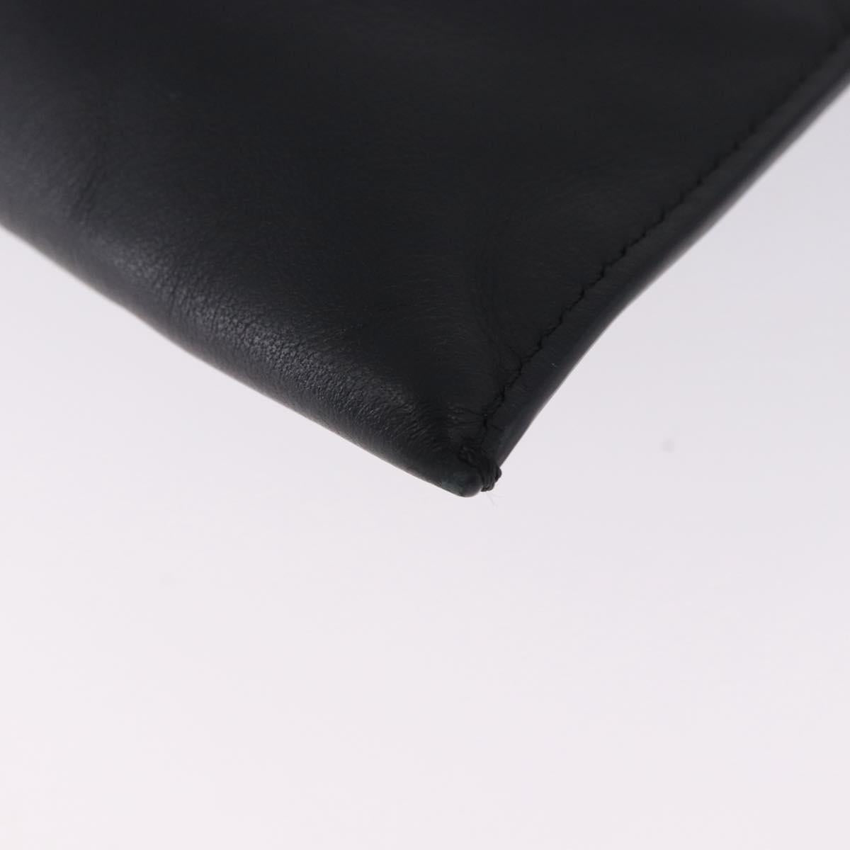 FENDI Clutch Bag Leather Black Silver 7M0225 Auth ka5375V