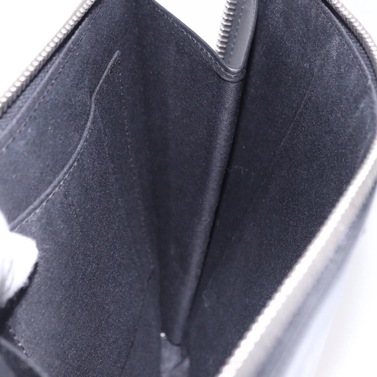 FENDI Clutch Bag Leather Black Silver 7M0225 Auth ka5375V